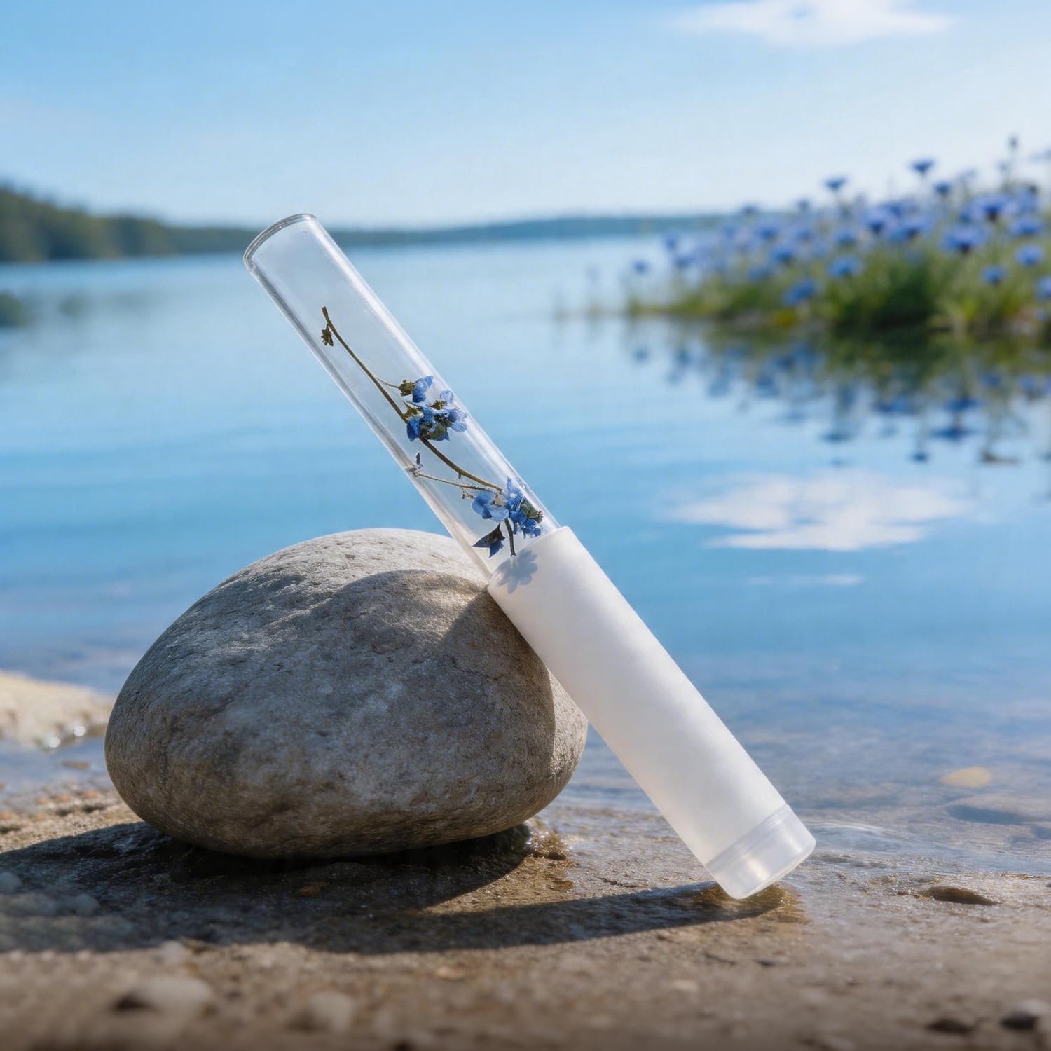UPCEED Singing Bowl Mallet Clear Acrylic Base Silicone Rubber Striker Mallet for Playing Quartz Crystal Singing Bowl with Bundle Pocket(Floral)
