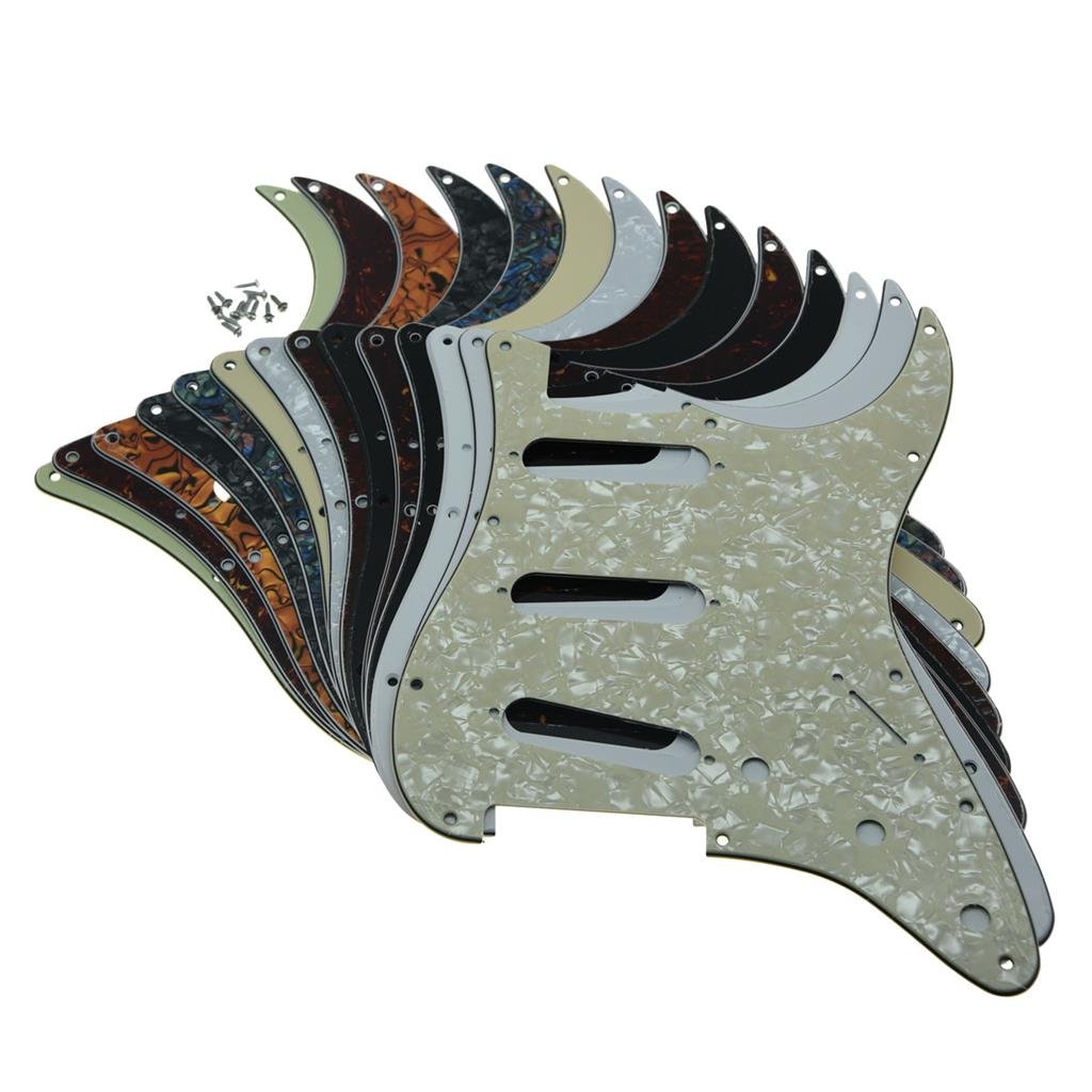 Dopro 11 Hole Vintage 62 Strat ST SSS Single Coil Pickups Guitar Pickguard Scratch Plate with Screws for American FD 62 Stratocaster Aged White 3 Ply