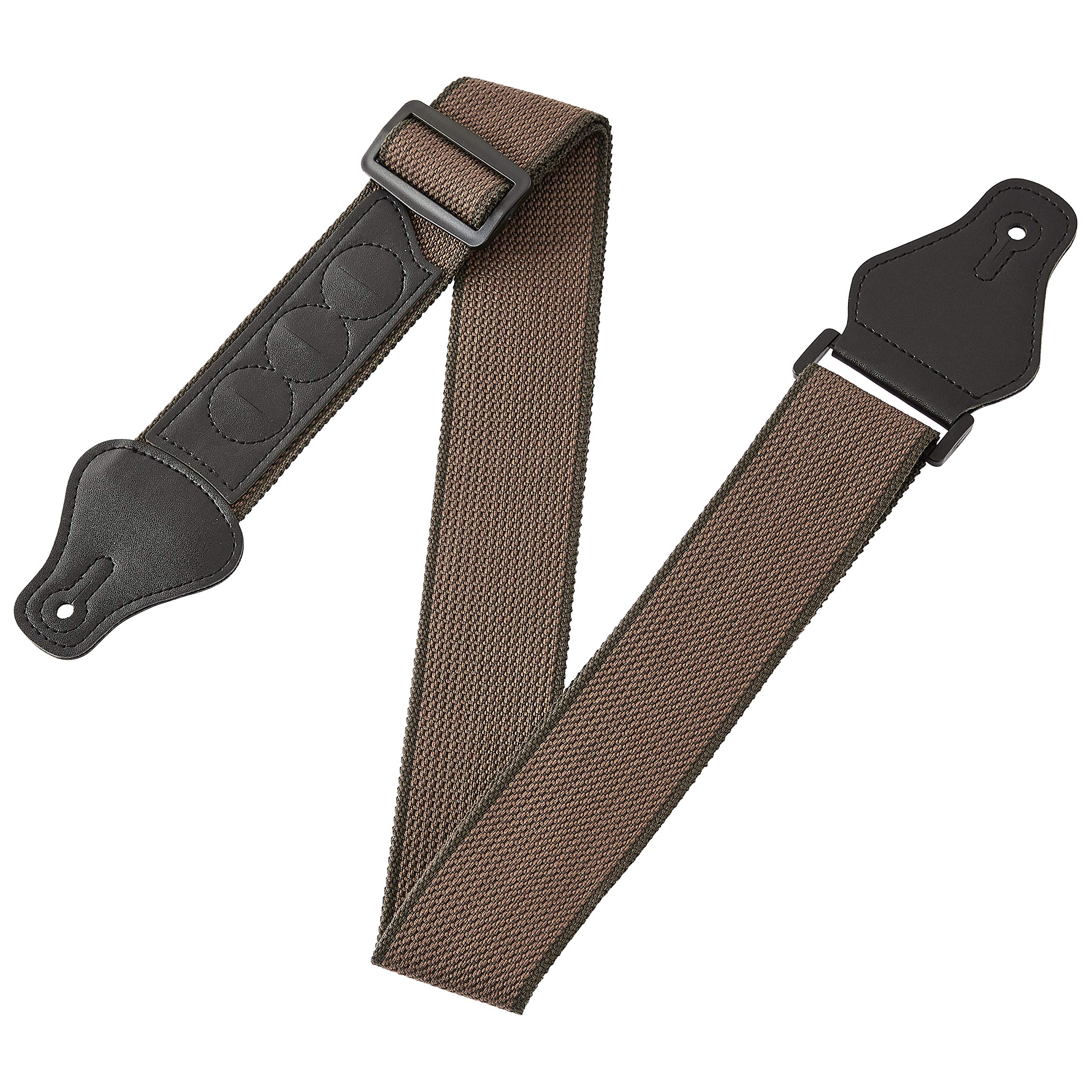 Amazon Basics Adjustable Guitar Strap For Electric/Acoustic Guitar/Bass Includes 3 Pick Holders, Cotton Strap, Brown, Solid