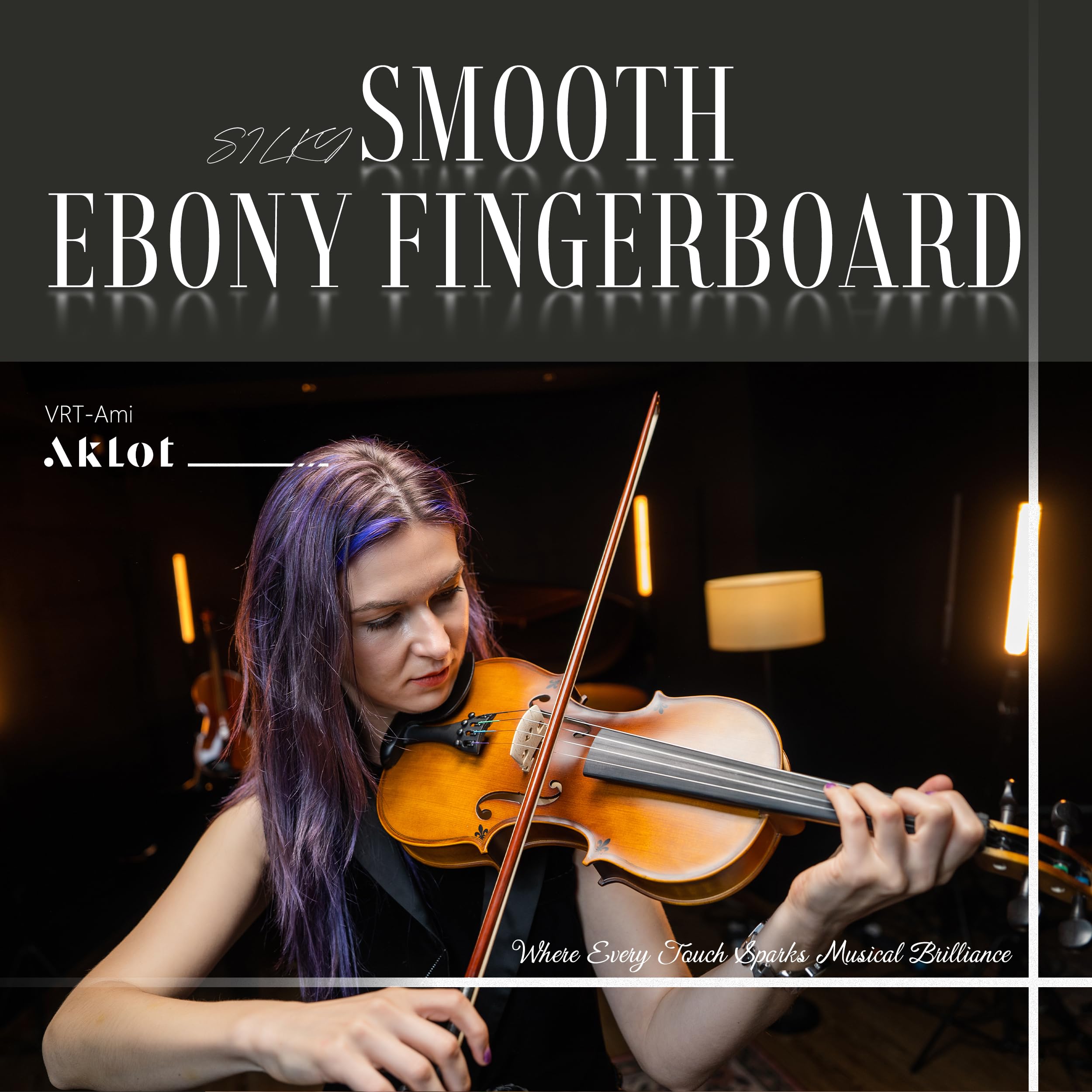 AKLOT Handcrafted Full Size Violin: Solid Wood Matte Fiddle, Acoustic Beginner 4/4 Violin Kit with Hard Case, Lesson Book, Bow, Shoulder Rest, Extra Strings, Tuner, Fretboard Stickers (VRT-AmiMS)