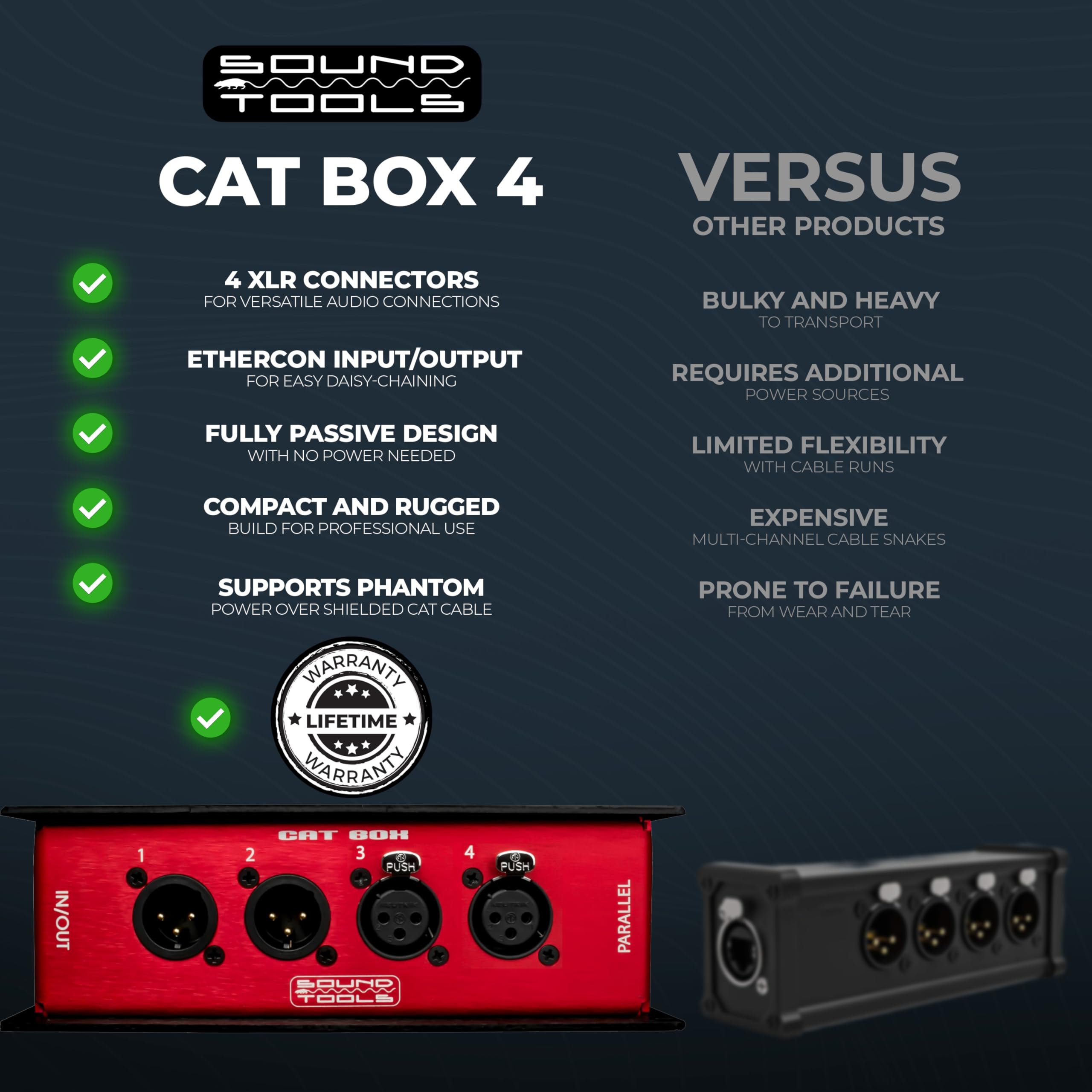 Sound Tools CAT Box MFX – 2 Male & 2 Female with Passive Analog Audio