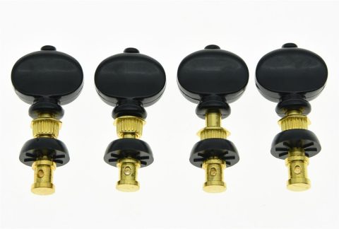 KAISH Set of 4 Gold w/Black Buttons Ukulele Tuners Tuning Keys Pegs Machine Heads