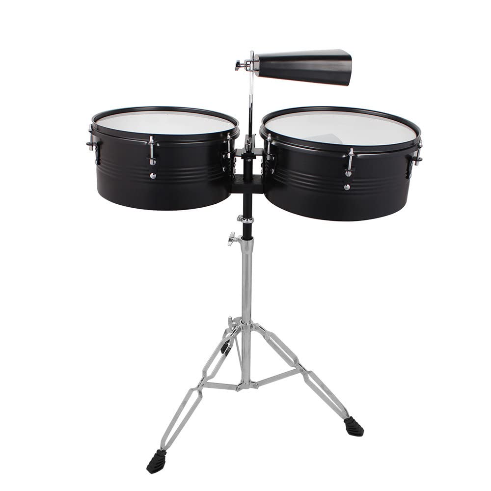 Ktaxon 13 Inch & 14 Inch Timbales Drum Set, Black
