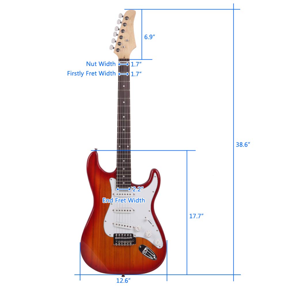 Ktaxon 39 Inch Electric Guitar Solid Body Beginner Kit with Bag Sunset Red