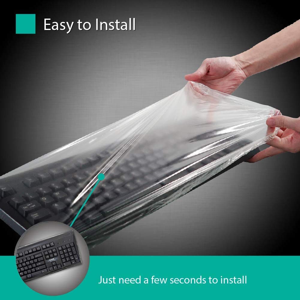 Green Onions Supply Universal KeyboardCap. Fully Covered Flat Style 0.025mm Waterproof Anti-Dust Desktop Keyboard Cover with Numeric Hospital/Dentist Use (10x Value 20packs)