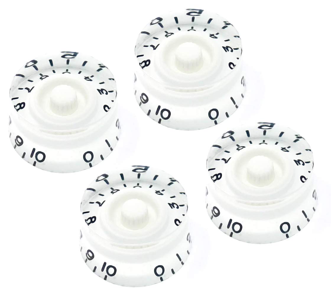 Vintage Forge White Speed Knobs Compatible with Epiphone Les Paul SG Electric Guitar (Set of 4) Fits 18 Coarse-Spline Import (Metric) Split Shaft Pots Recessed RS18M-WHT4