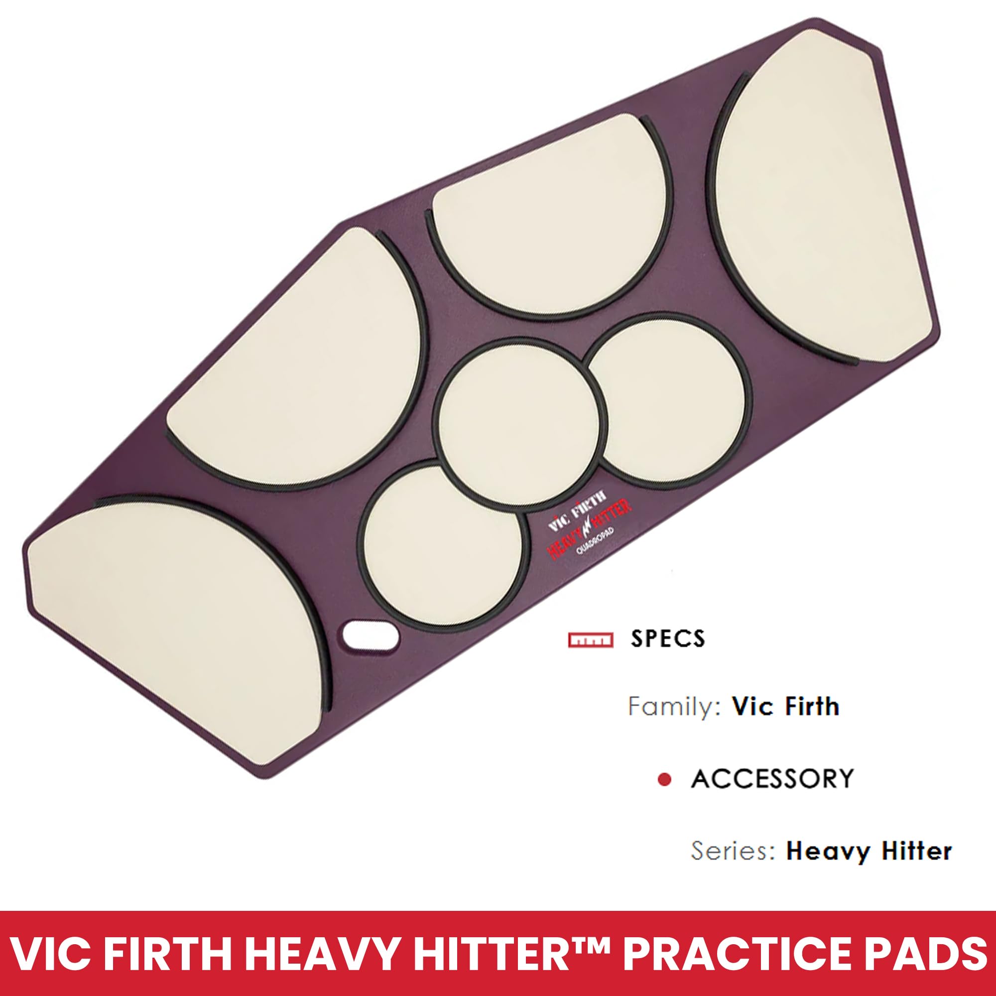 Vic Firth HHPQSR Heavy Hitter Quadropad Practice Pad with Rims – Small
