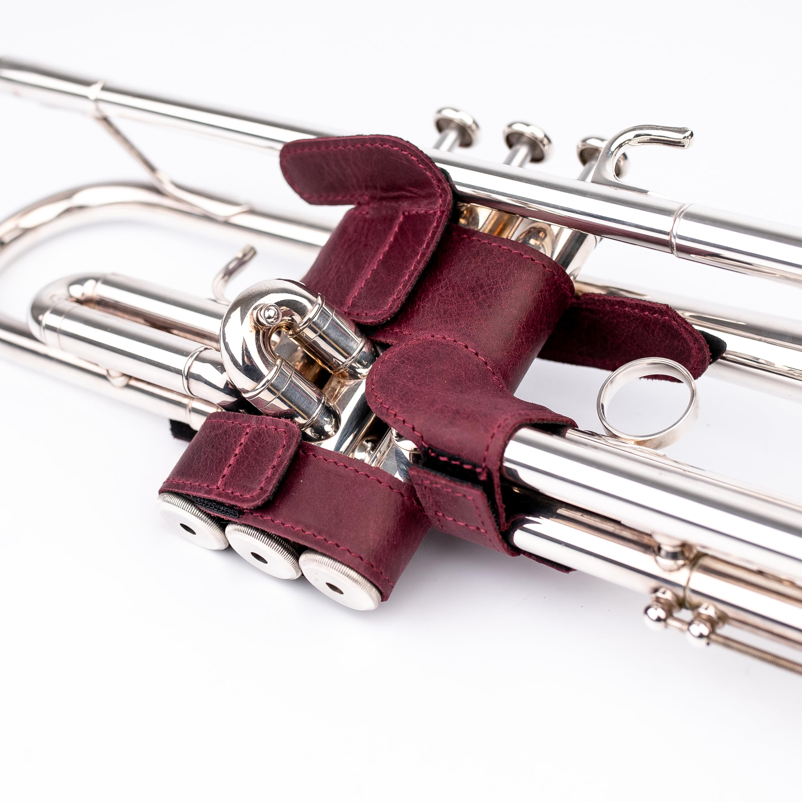 Trumpet Valve Guard XL Genuine Leather Protection Trumpet Valve Cover Valve Wrap (Marsala)