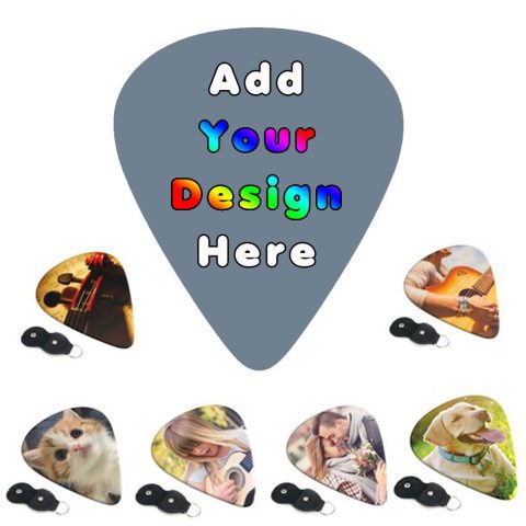 PLKIUYT Personalized 6 Pack Guitar Picks Custom Guitar Accessories Gifts Two-Side Print Add Your Picture Logo Text for Dad, Electric Guitar Players, Friends, SlateGray, 0.96mm