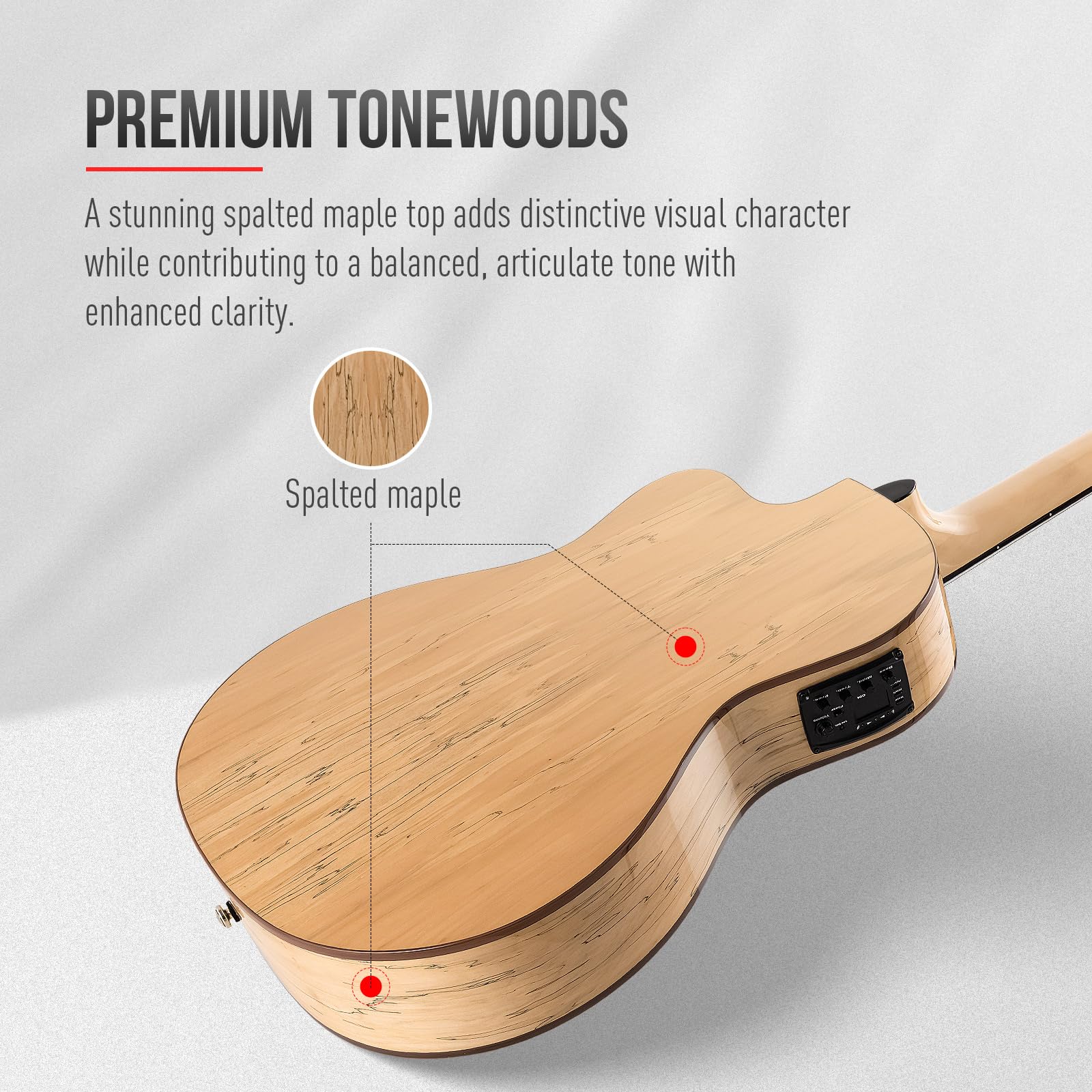 SONICAKE 39″ Acoustic Electric Crossover Guitar, Nylon String, Natural
