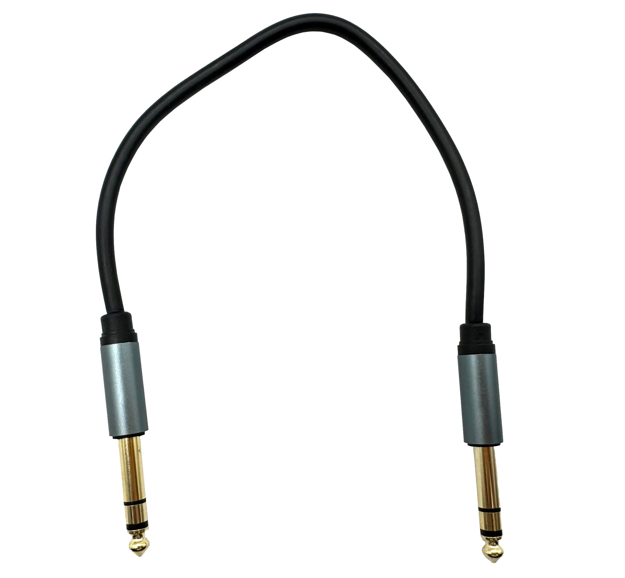 Halokny 6.35mm to 6.35mm Instrument Cable, Golden Plated 1/4 Inch Male to Male TRS Stereo Audio Jack for Electric Guitar, Bass, Amplifier, Speaker, Mixer 1FT/0.3M (Male to Male TRS 1Ft)