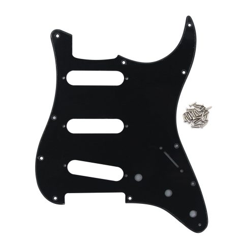 FLEOR 11 Holes ST Style Pickguard SSS Guitar Pickguard Pick Guard Scratchplate with Screws Set,1Ply Black