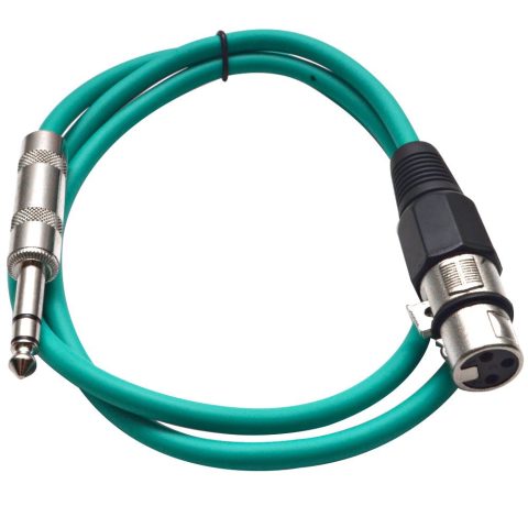 Seismic Audio – SATRXL-F2 – Green 2′ XLR Female to 1/4″ TRS Patch Cable