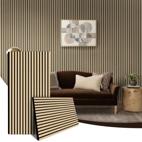 JUWEI DIRECT Wood Slat Acoustic Panels – 3D Textured Wall Panels for Noise Reduction & Modern Decor, Soundproof Panels for Bedroom, Office & Home Theater (13# Classic Oak1, 47.2 x 23.6 x 0.7 inches)