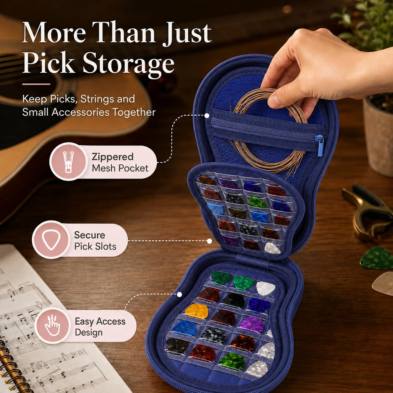 ANKHOH Guitar Pick Case for Fender/for Acoustic/for ChromaCast 63+ Slots