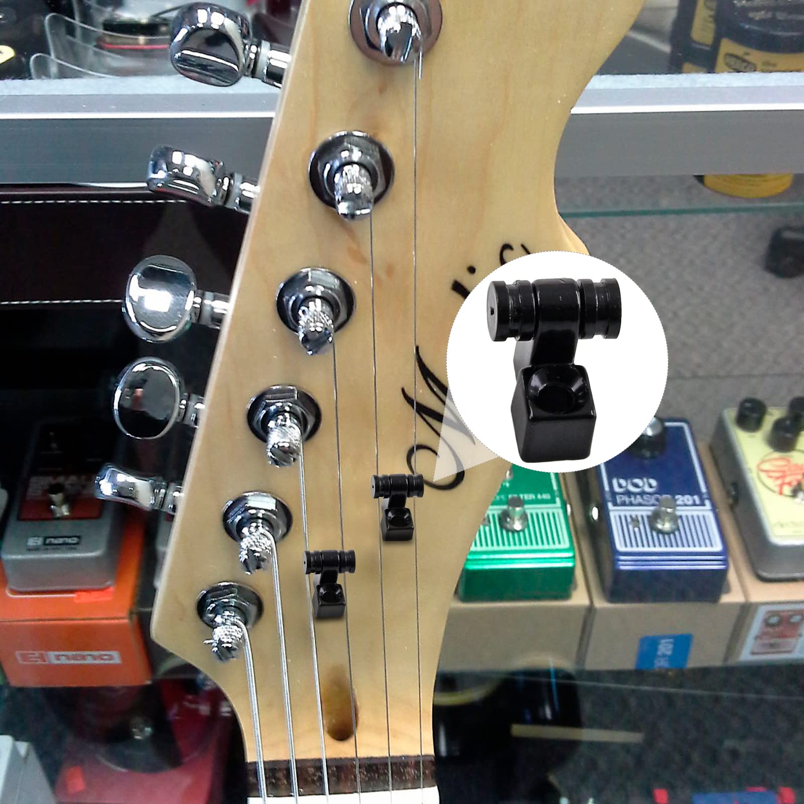 Jersvimc 2 Pcs Guitar Roller String Tree, Black, for Tele Start