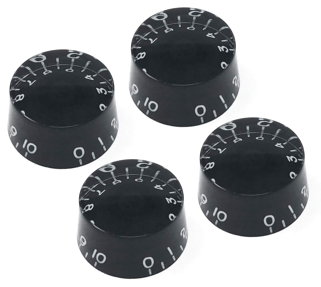 Vintage Forge Black Speed Knobs Compatible with Epiphone Les Paul SG Electric Guitar (Set of 4) Fits 18 Coarse-Spline Import (Metric) Split Shaft Pots Recessed RS18M-BLK4