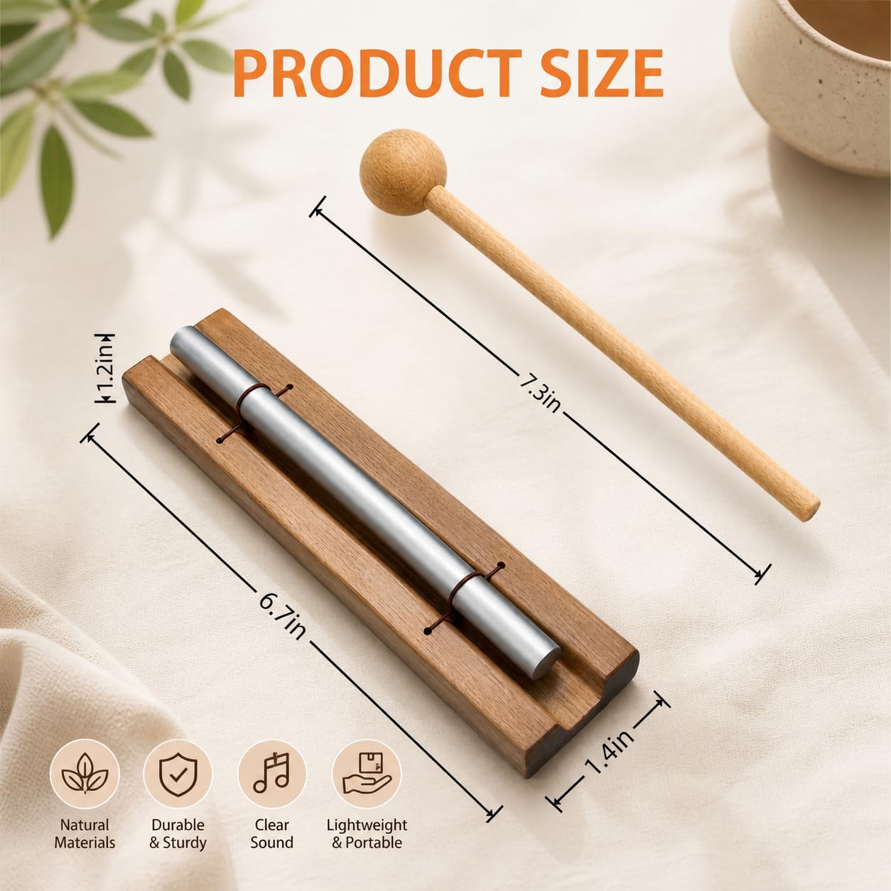 Blinvcra 1 Tone Hand Chime Bell for healing, Meditation Chime Bar with Wooden Mallet for Teachers Classroom Management, Mindfulness Bell Percussion Instrument for Yoga, Prayer, Focus and Relaxation