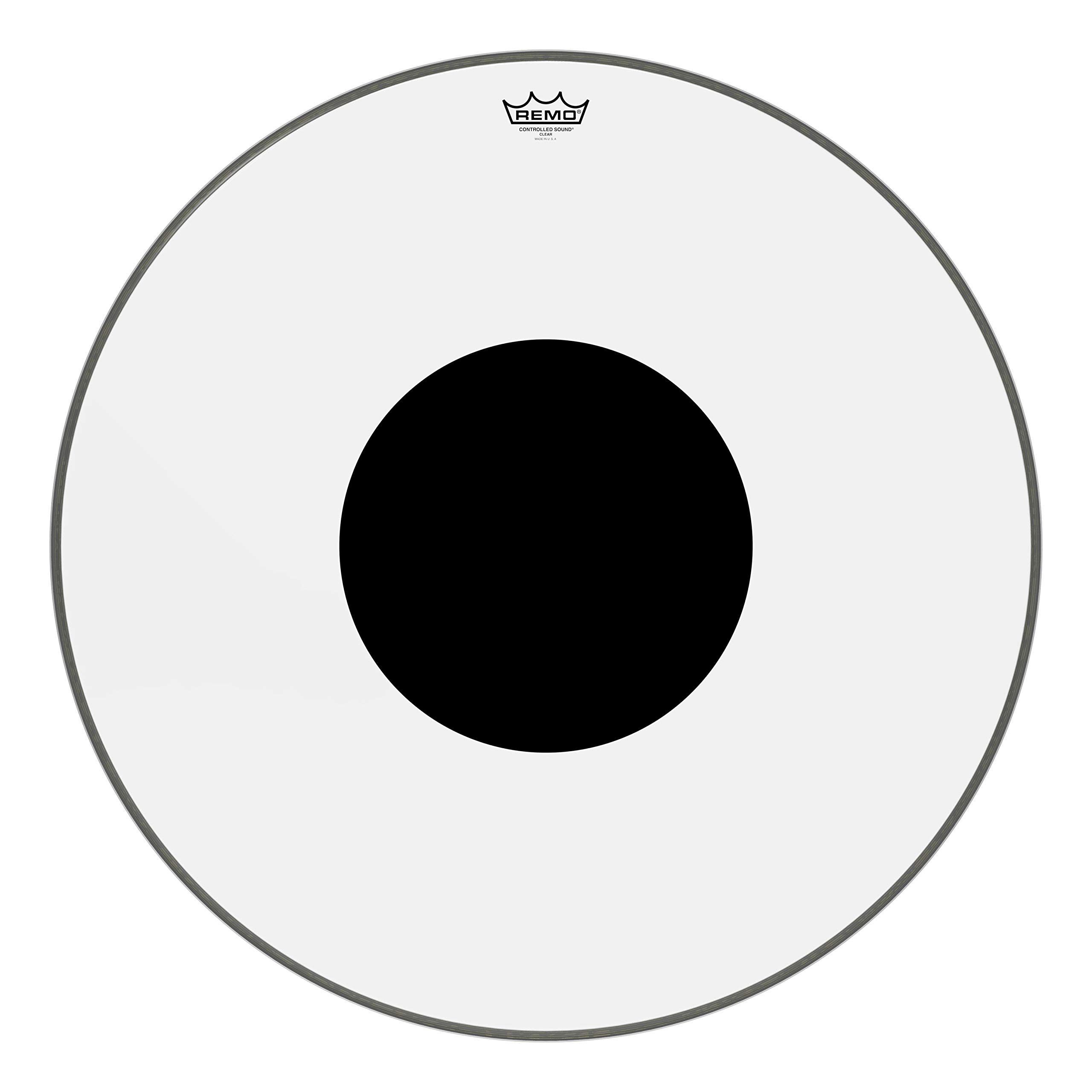 Remo CS-1330-10 Controlled Sound Clear Black Dot Bass Drumhead – Top Black Dot, 30″