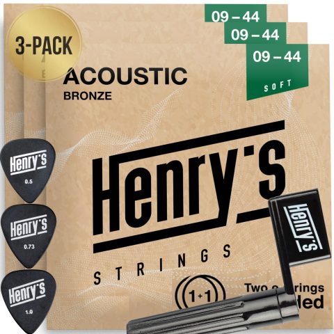 3-Pack Ultra Light Acoustic Guitar Strings 09-44 – Easy On Fingers