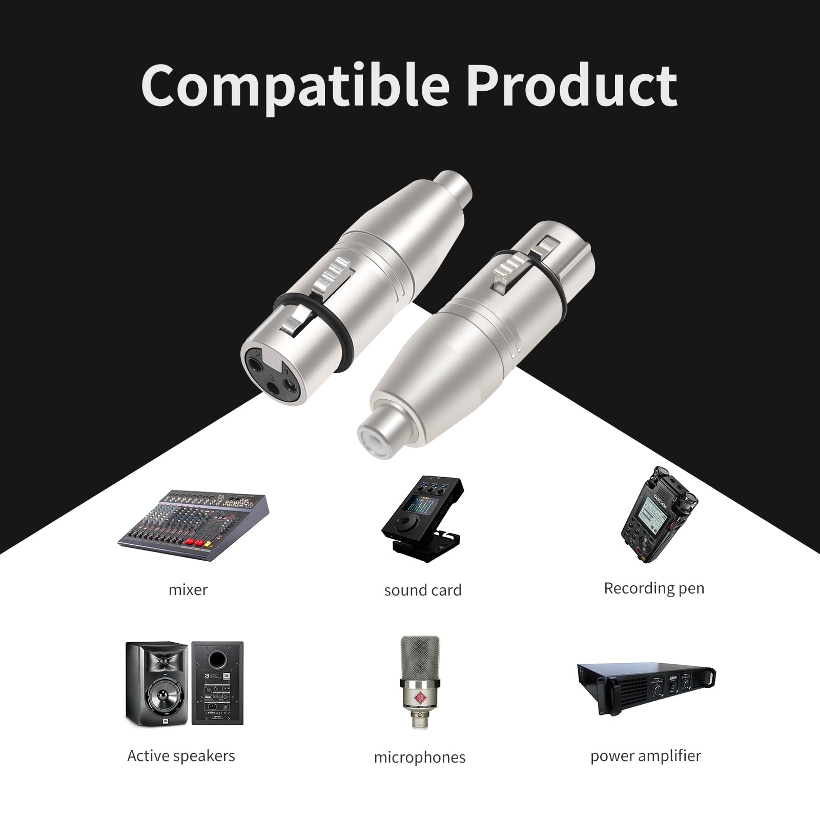DETAME 3 Pack RCA Female to 3Pin XLR Adapter,Converter Gender Changer Audio Coupler Connector,XLR to RCA Adapter for Mixer Amplifier