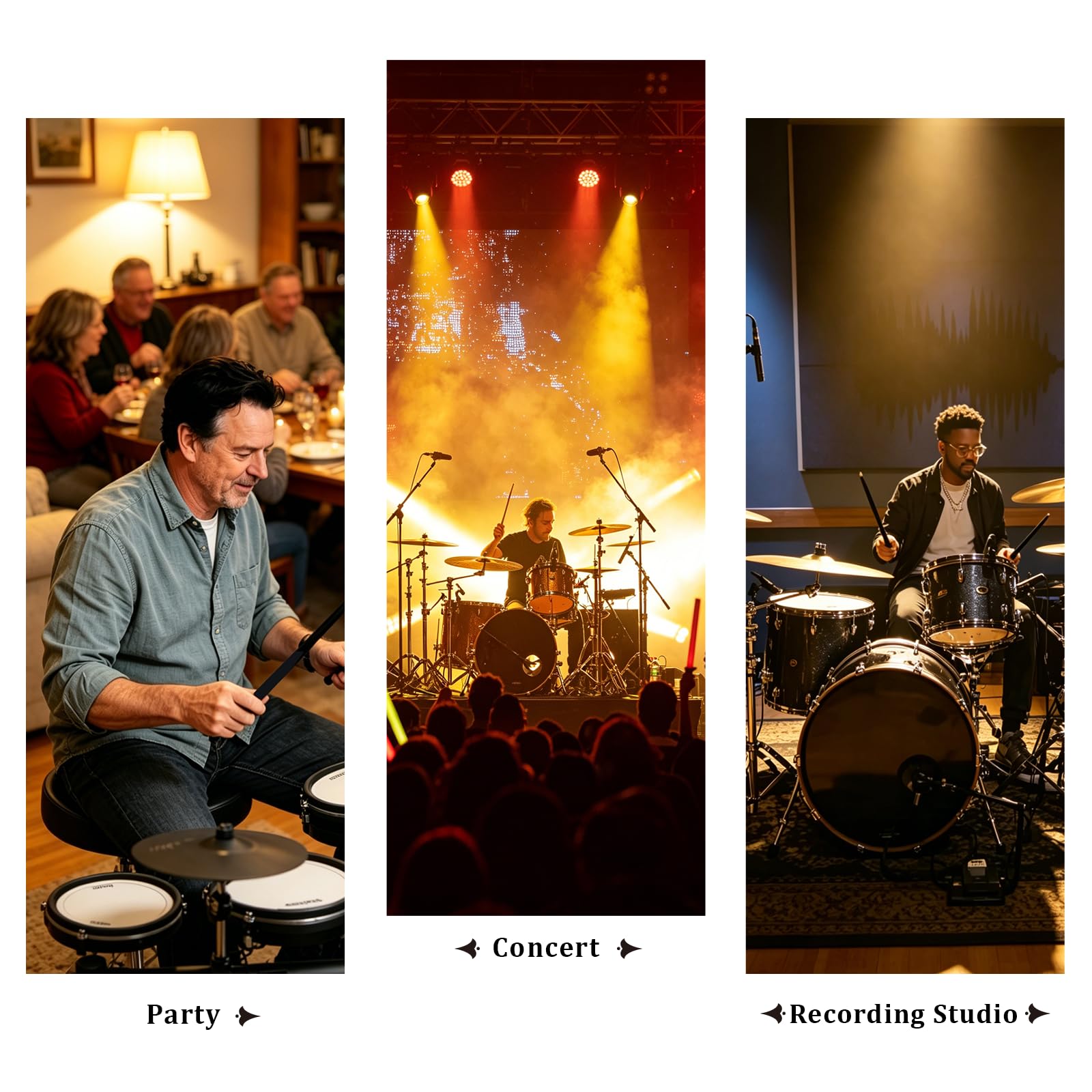 VAISOENY Drum Sticks 7A, 6 Pairs Lacquered Maple Wood Drum Sticks (Black)