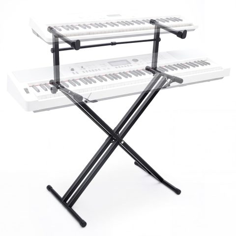 Fiada Double Keyboard Stand 2-Tier Adjustable, X-Style for 54/61/88 Key