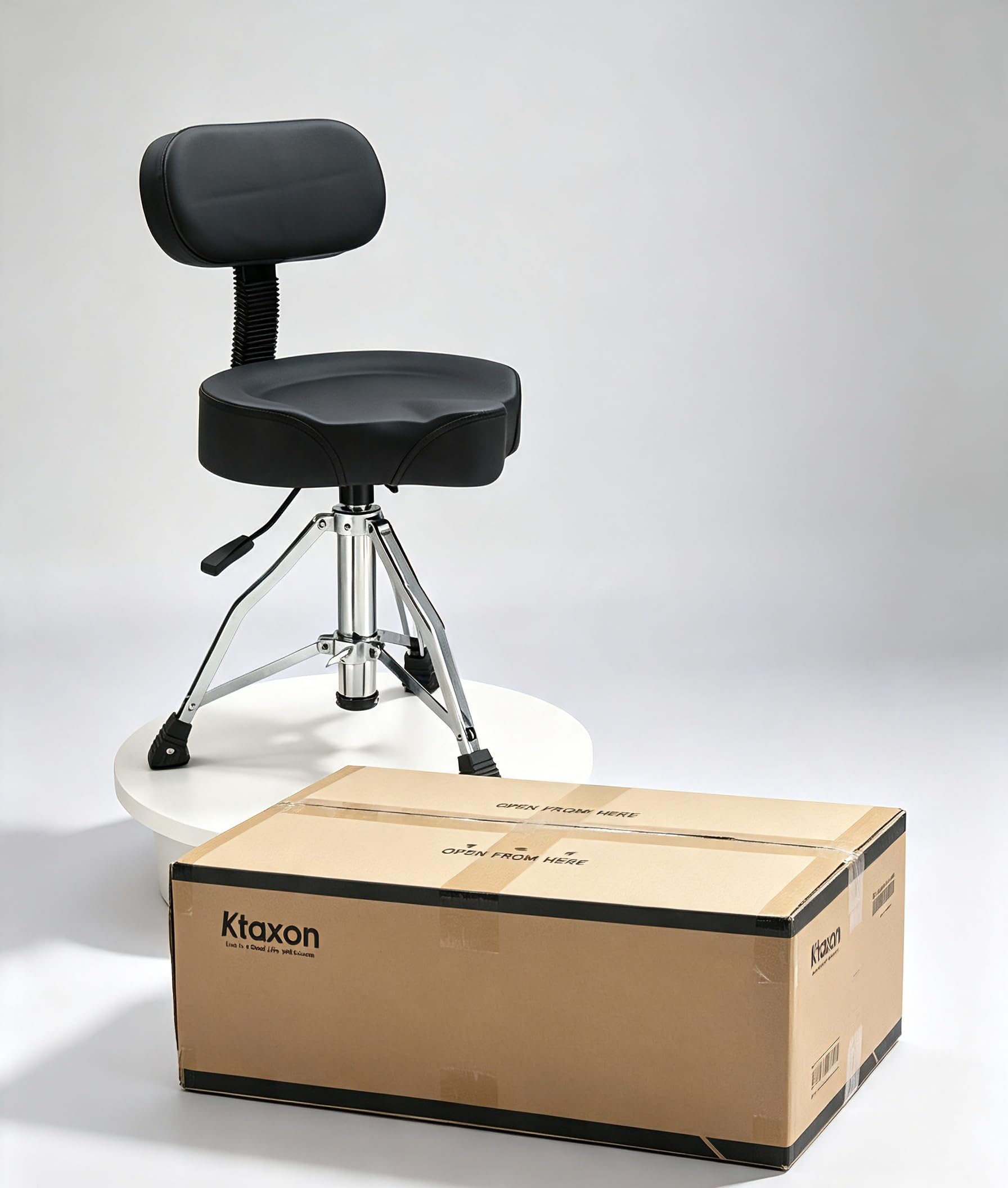 Ktaxon Drum Throne with Backrest with a Pair of Drum Sticks, Matte Black