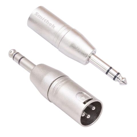 Smithok 2 Pack 1/4″ TRS to XLR Adapter, Balanced Quarter Inch 6.35mm Male to XLR Male Adapters