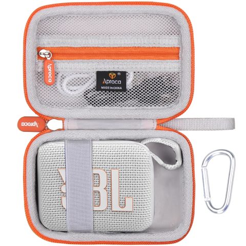 Aproca Case Compatible with JBL Go 4 / Go 3 Ultra-Portable Waterproof Dustproof Bluetooth Speaker, Portable Storage Bag for Accessories -White (Case Only)