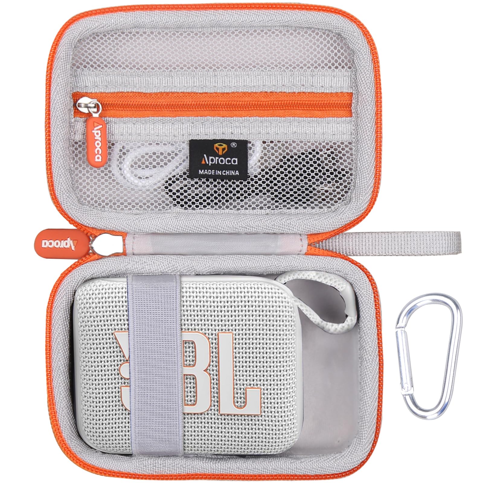 Aproca Case Compatible with JBL Go 4 / Go 3 Ultra-Portable Waterproof Dustproof Bluetooth Speaker, Portable Storage Bag for Accessories -White (Case Only)