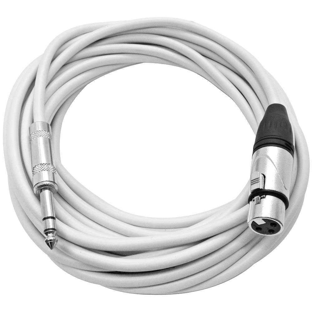 Seismic Audio – SATRXL-F25White – 25 Foot White XLR Female to 1/4 Inch TRS Patch Cables- 25′ Professional Audio Balanced XLR-F to 1/4″ Patch Cord