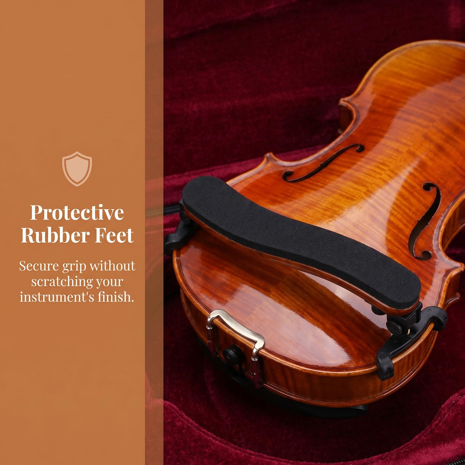 NANYI Violin Shoulder Rest 1/2, Imitation Acacia Wood, Rosin&Practice Mute