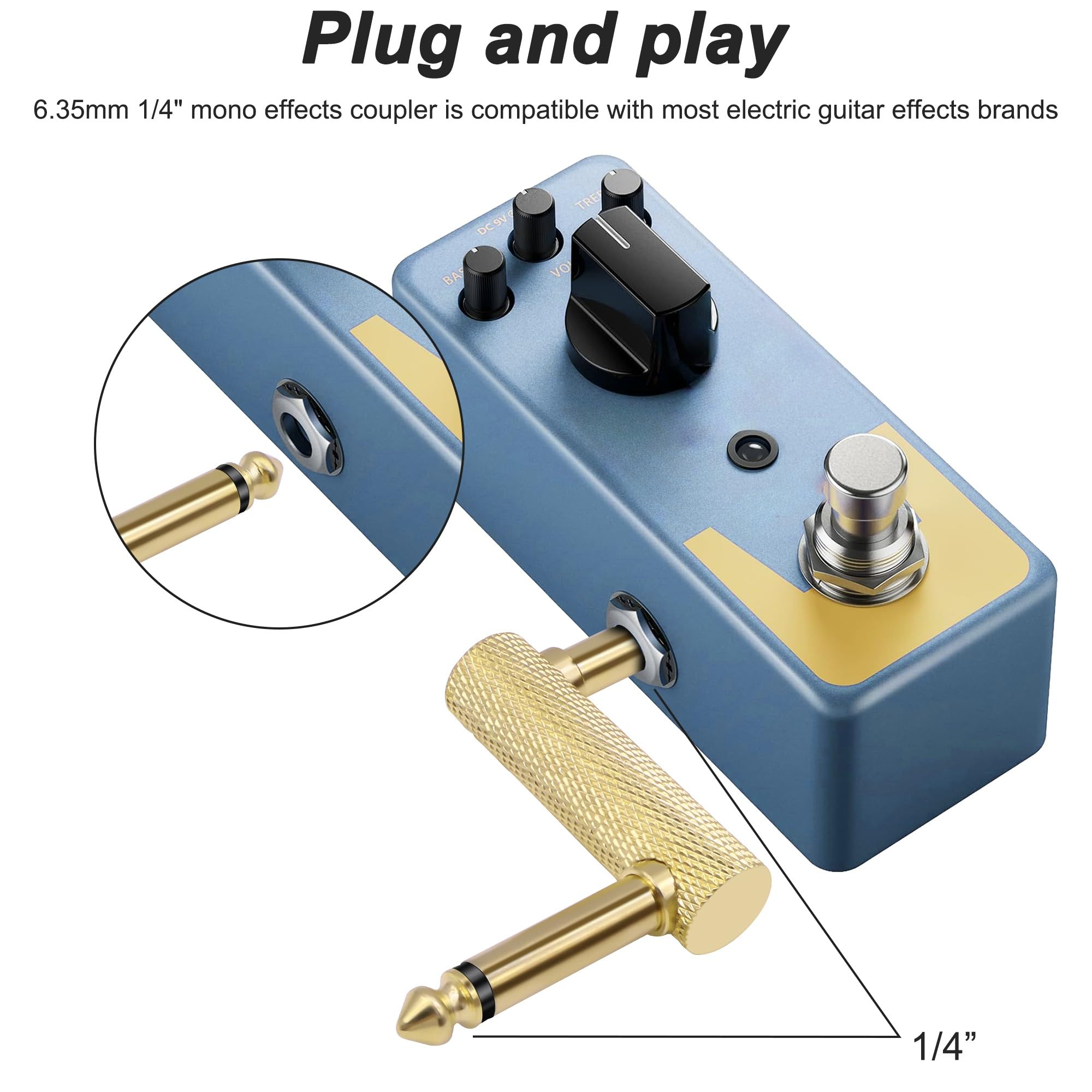 MEIRIYFA Guitar Pedal Patch Connector Z Type 6.35mm 1/4″ Effect Couplers