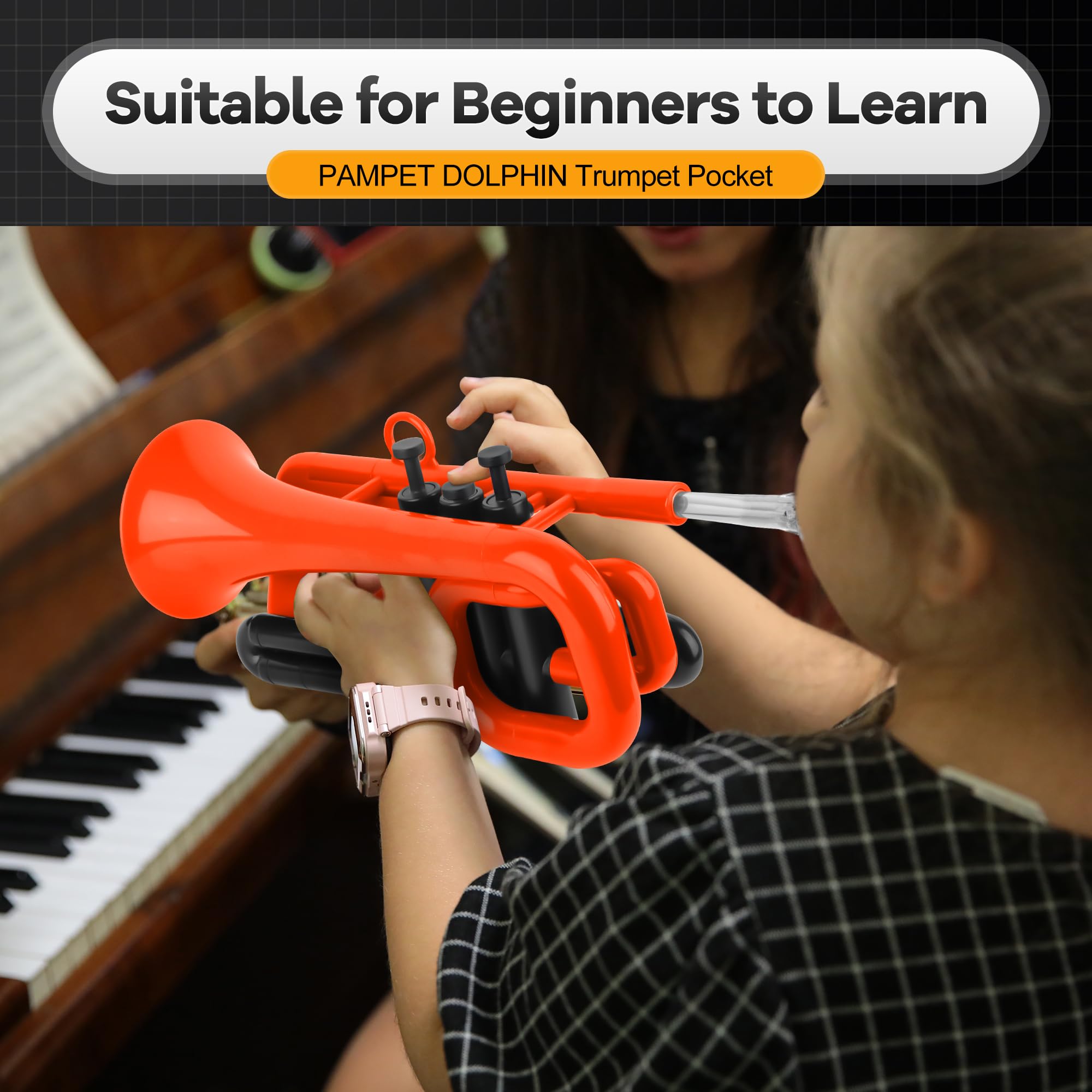 PAMPET DOLPHIN Pocket Trumpet Plastic Bb Trumpet for Student Beginner