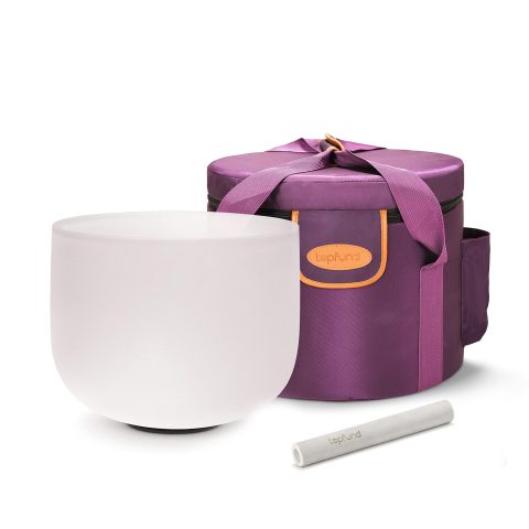 TOPFUND F Note Crystal Singing Bowl 8 inch Heart Chakra with Heavy Duty Carrying Case and Suede Mallet