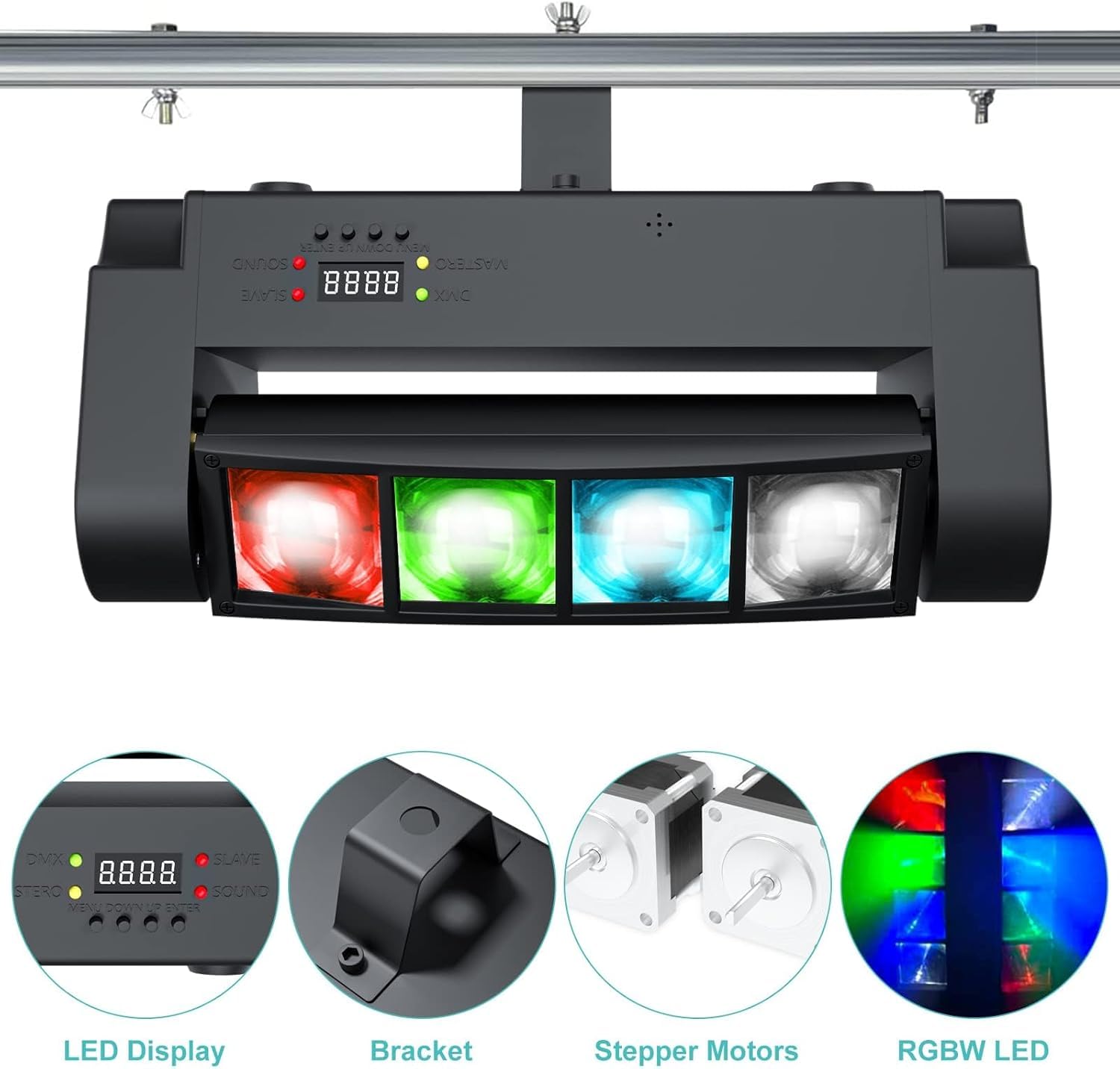 Betopper 8x3W Spider Moving Head DJ Light,RGBW Stage Disco Light-2 Packs