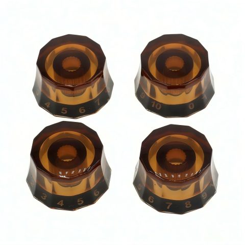 CashBeat 4 Pack Lampshade Guitar Speed Knobs, Clear Brown 18 Spline LP SG