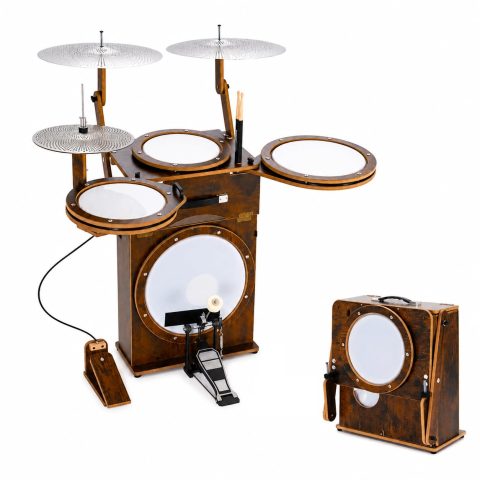 Portable Drum Set for Adults & Teens, Foldable All-in-One Practice Drum Kit with Bass Drum, Snare, Toms, Cymbals, Kick & Hi-Hat Pedals, Compact Drum Set for Home, Studio & Travel by Suttaya