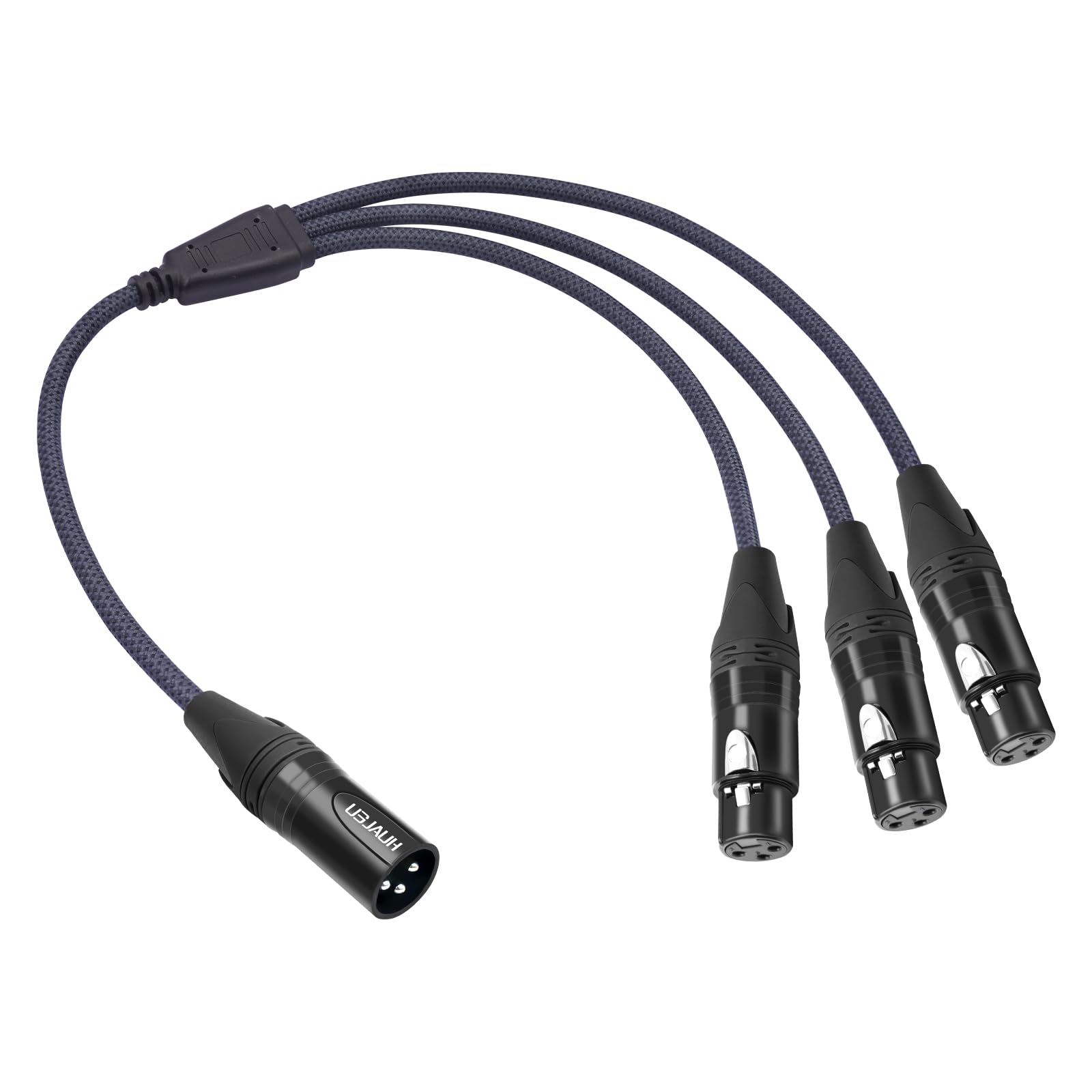 HUALEU 2FT 3Pin XLR Male to 3 Female Y Splitter Cable,XLR Splitter 1 Male to 3 Female Audio Cable for Mixer, Microphone
