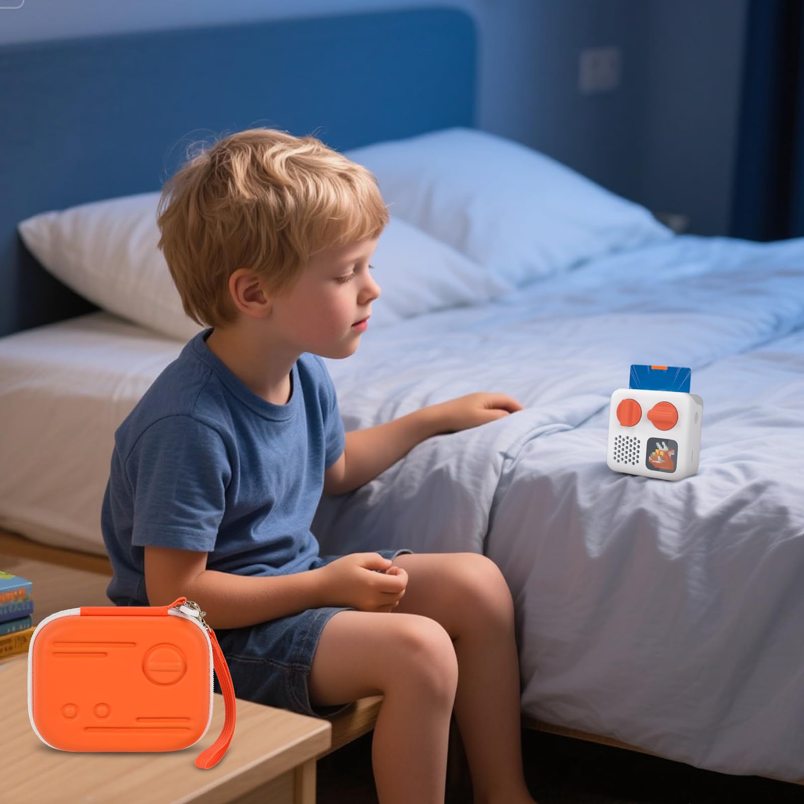 Againmore Carrying Case for Yoto Mini Player with 24+ Card Holder-Orange
