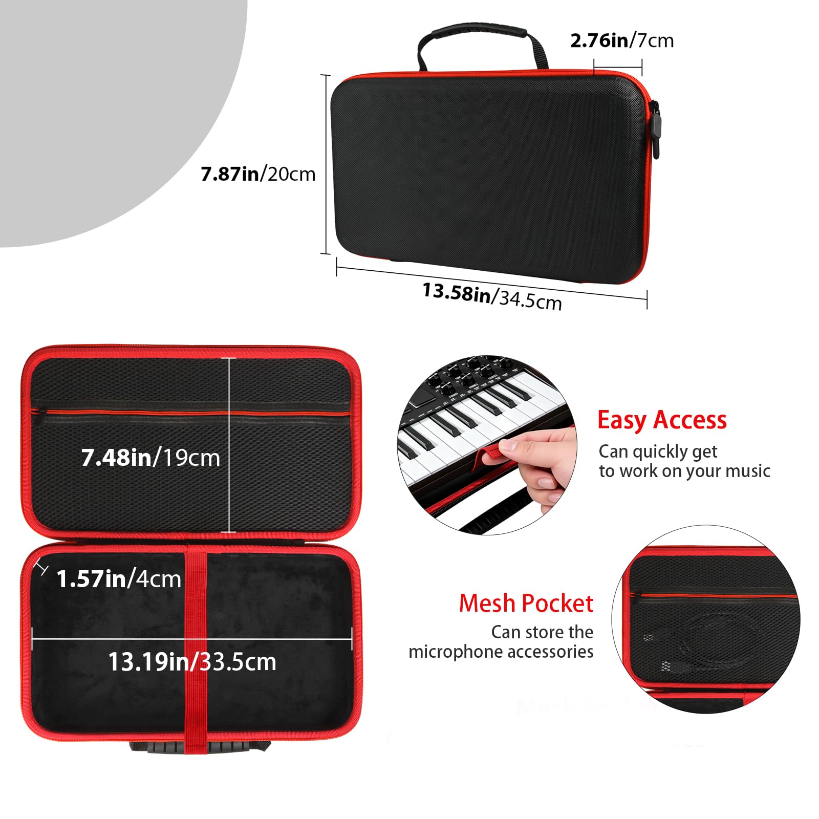 LVKAYCE Carrying & Protective Case for Akai Professional MPK Mini MK3 & MKII | MPK Mini Play -25 Key USB MIDI Keyboard Controller (Case Only)