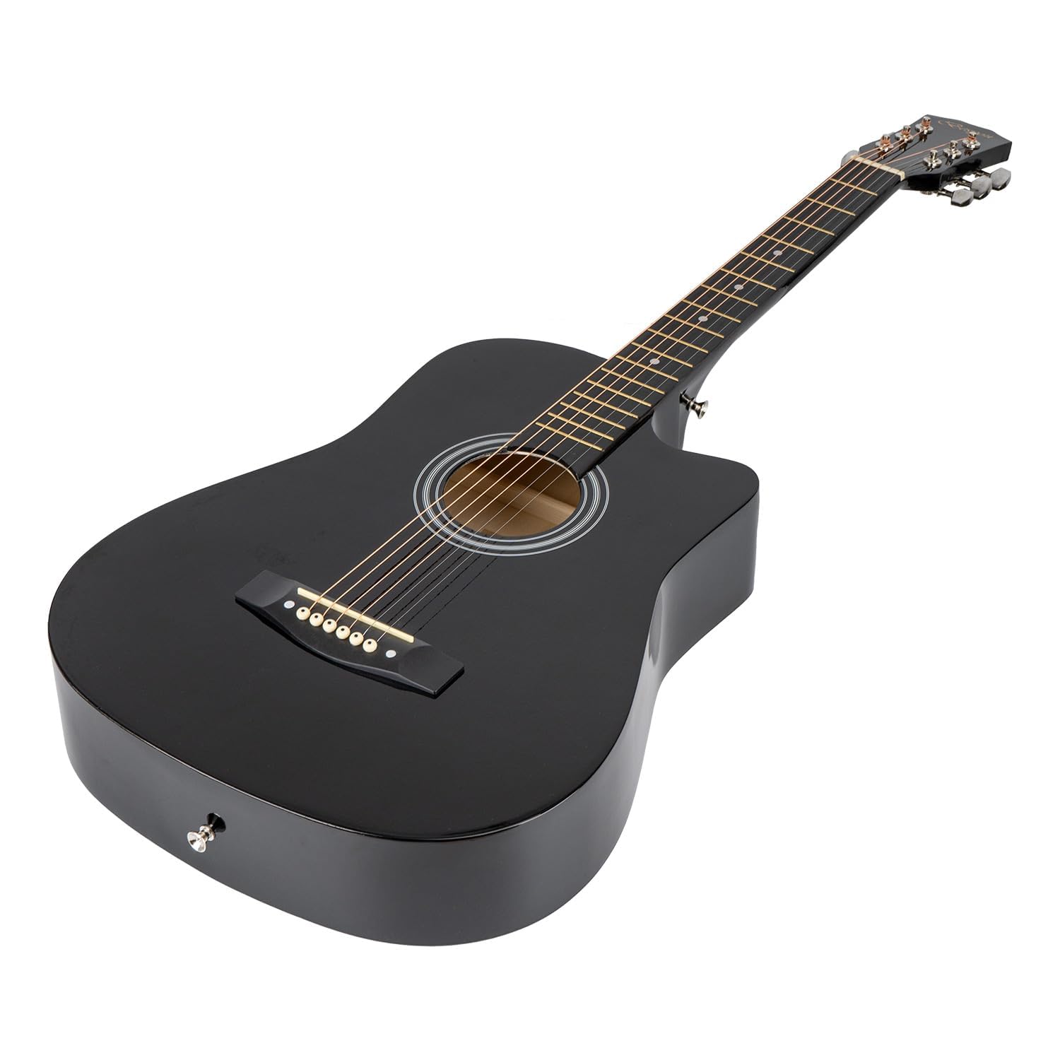 38 inch Black Acoustic Guitar Beginner Kits, 3/4 Cutaway Wood Acustica Guitarra for Beginners Adults with Online Lesson,Gig Bag,Picks,Steel Strings Strap with Picks Holder