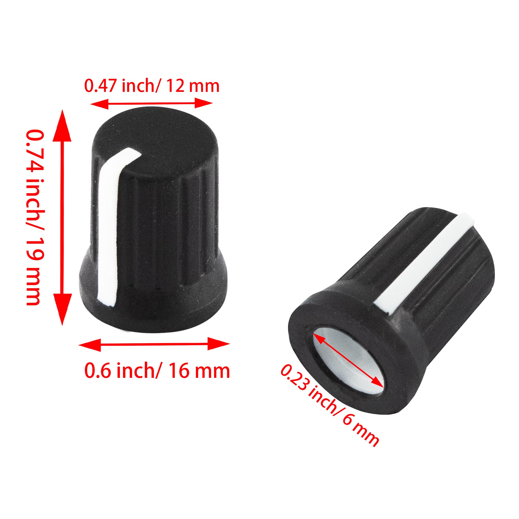 AUXBC 6mm D Shaft Rubber Potentiometer Control Knobs, Pioneer knob DJM Mixer Volume EQ Knob for Electric Guitar DJ Controller Mixer Console Volume Tone Knobs, 5pcs, Black