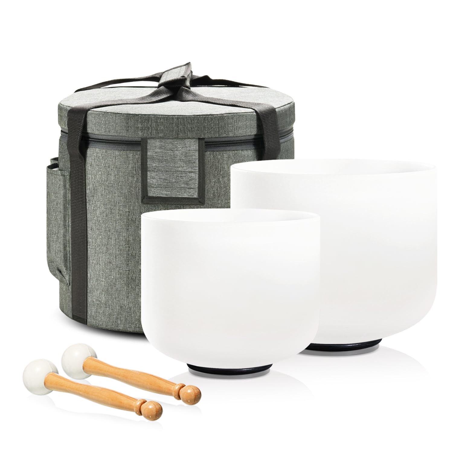 Lycrystal Couple of 2 PCS Crystal Singing Bowl Set, 8″F and 10″ C Note