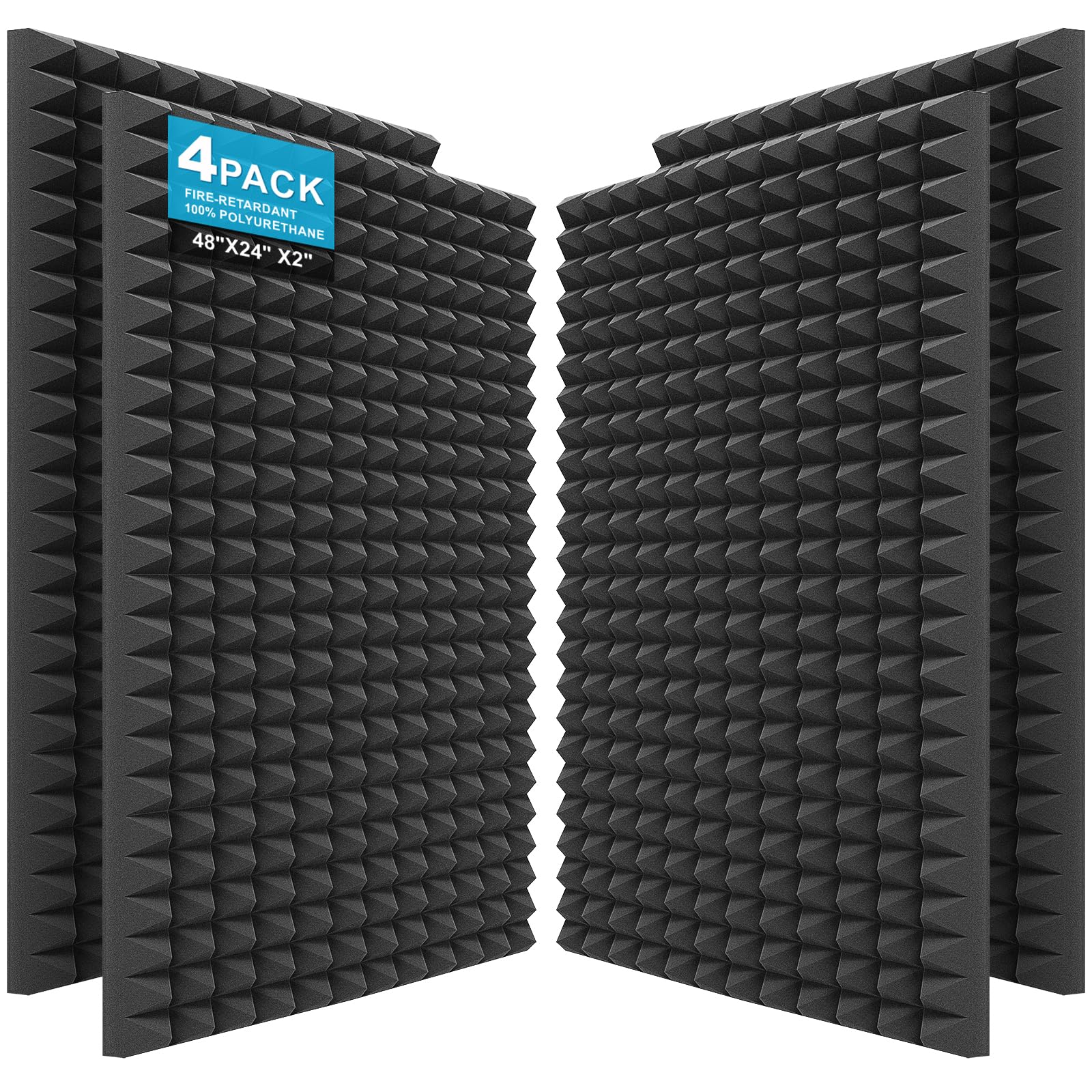 JBER 4 Pack Acoustic Foam Panels, Pyramid Sound Proof Foam Panels for Walls