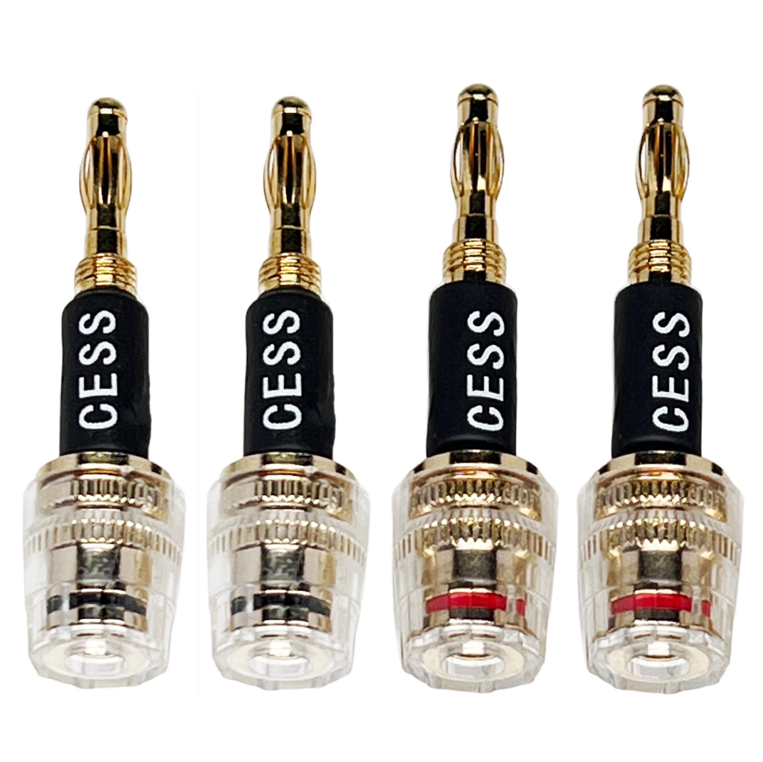 CNCESS Banana Plug Connect to Spade Fork Plug Speaker Cable Adapter, 4 Pack