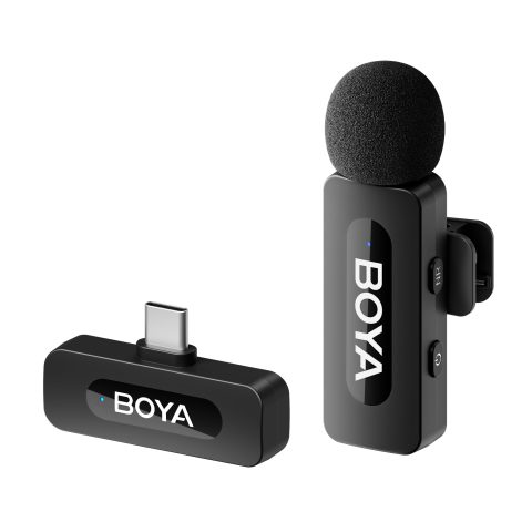 BOYA BY-V10 USB-C Wireless Lavalier Microphone for iPhone16/15 Android, Type-C Smartphone Laptop, Noise Canceling, Mini Clip-on Microphone for YouTube, Podcast, Facebook, TikTok Vlogging Recordings