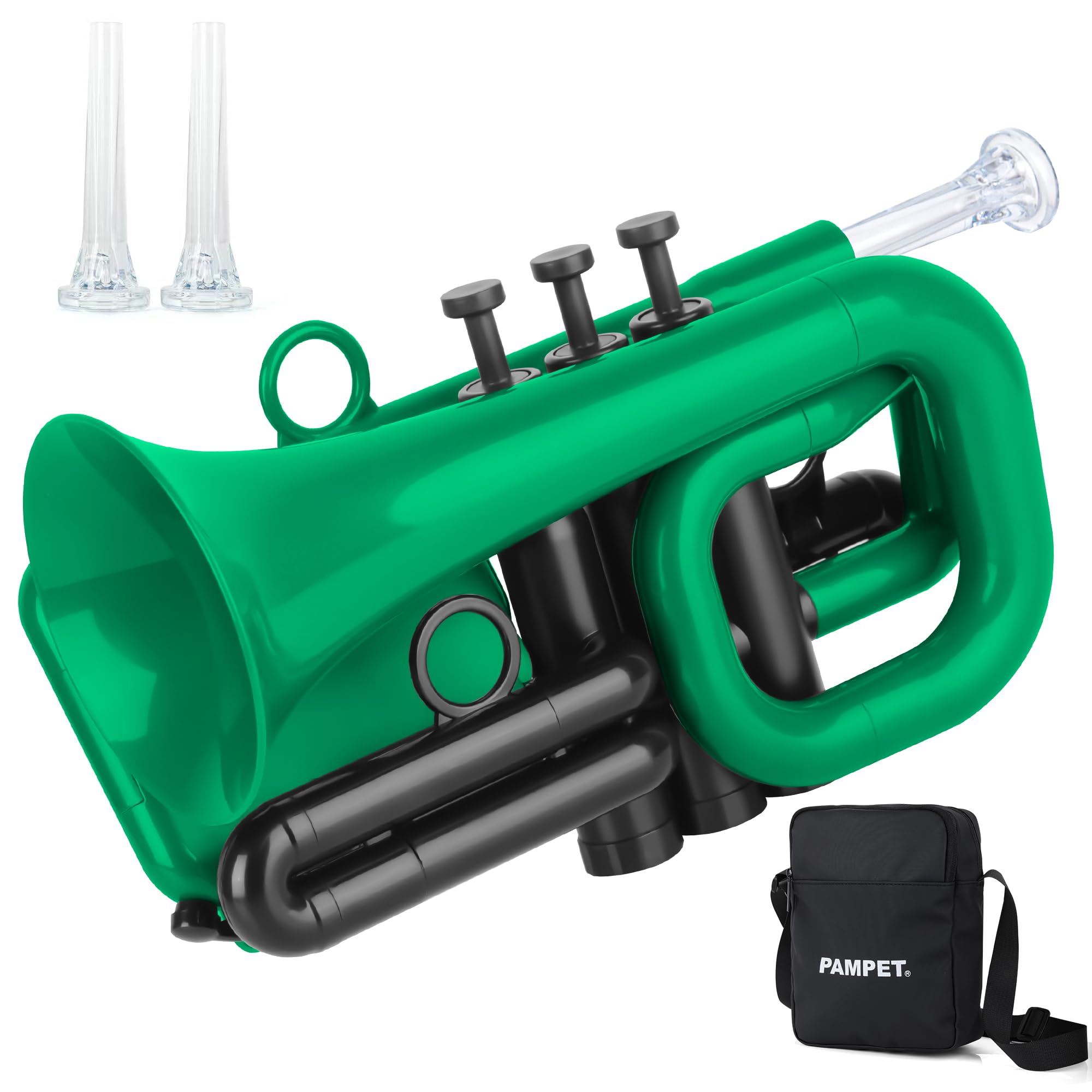 PAMPET DOLPHIN Pocket Trumpet Plastic Bb Trumpet for Student Beginner Green