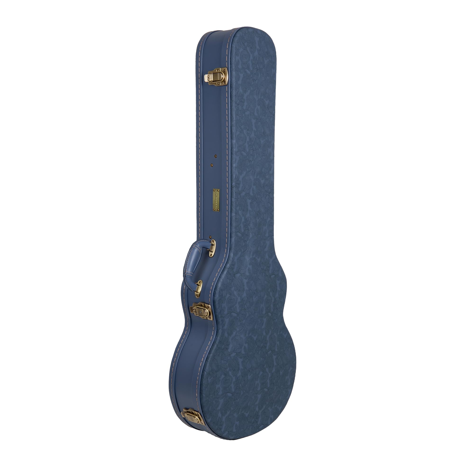 Crossrock Relief Series Les Paul Guitar Case for Single-Cut Electric Guitars | Carved Smoke Blue Finish, Monochrome Blue Velvet Interior, Lock – Premium Wooden Hardshell
